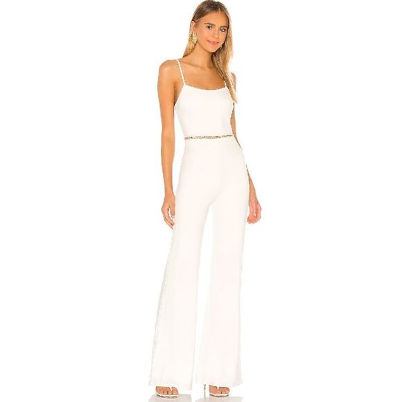 NWT Lovers + Friends Revolve Lavinia Jumpsuit White Large Revolve - Picture 16 of 16